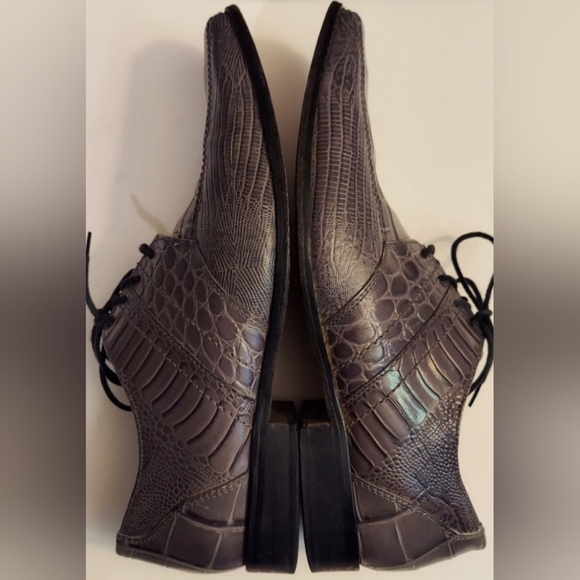 Men's croc embossed leather gray dress shoes by Stacy Adams - Picture 4 of 15